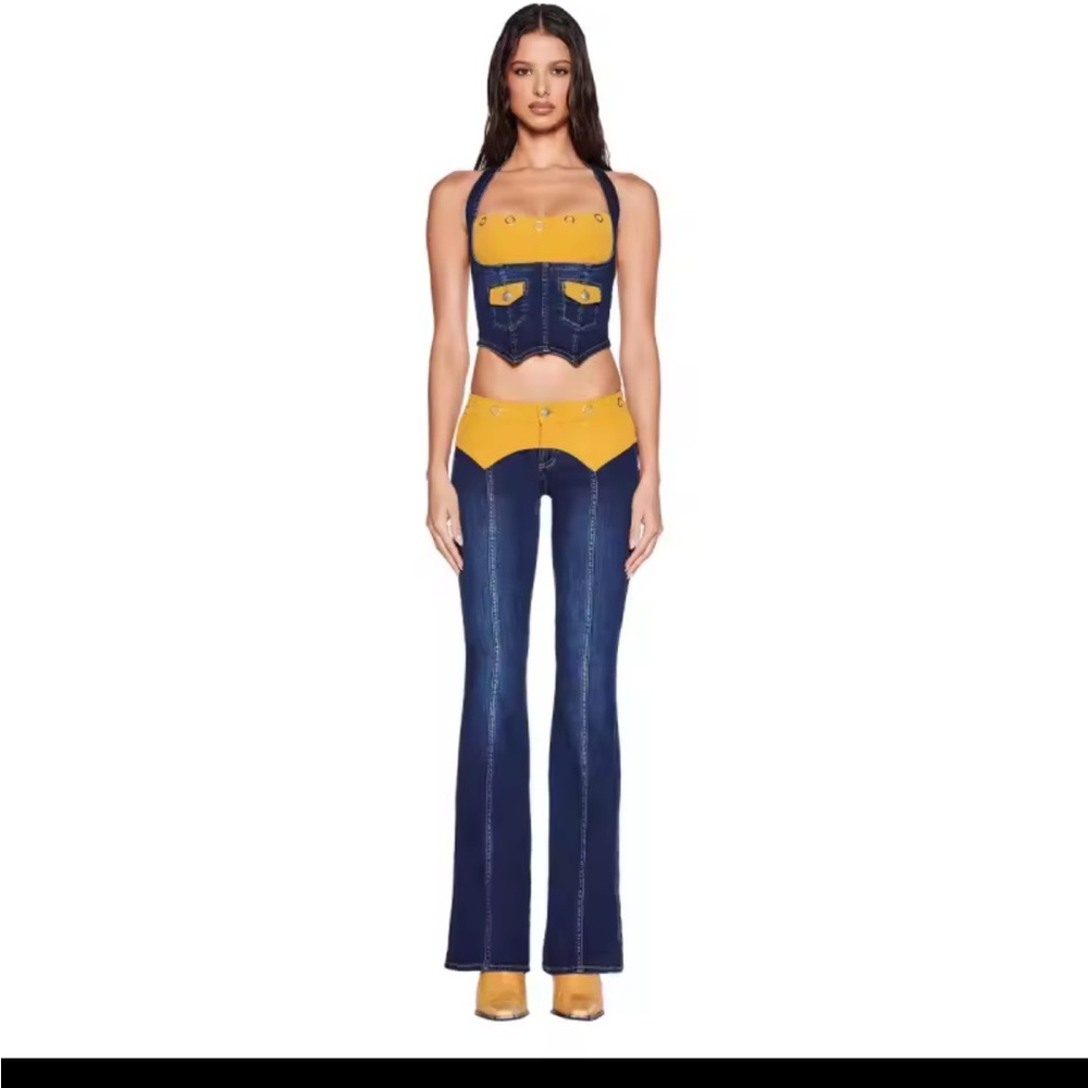 I.AM.GIA Blue and Mustard Denim Set